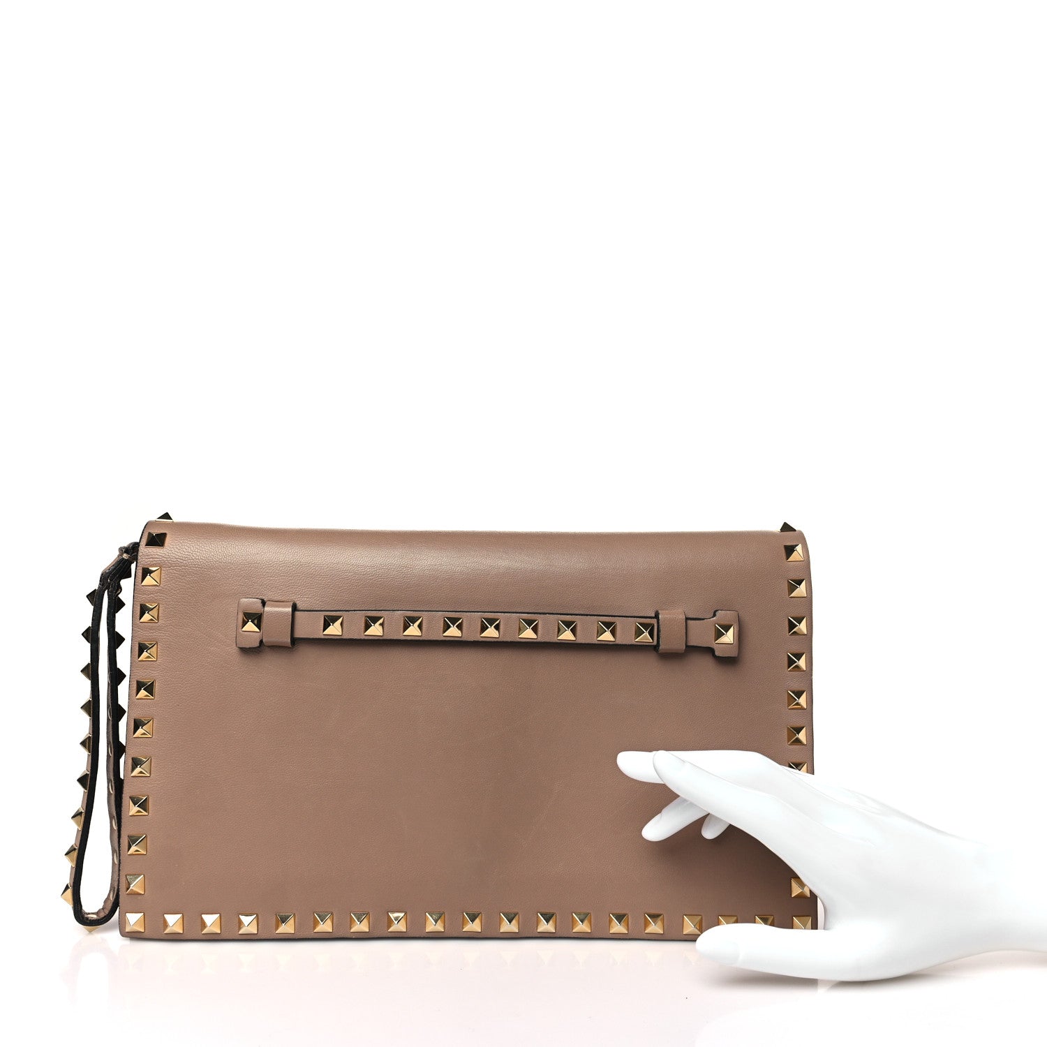 Valentino Garavani Nappa Rockstud Wristlet Clutch Alpaca 2 of 9