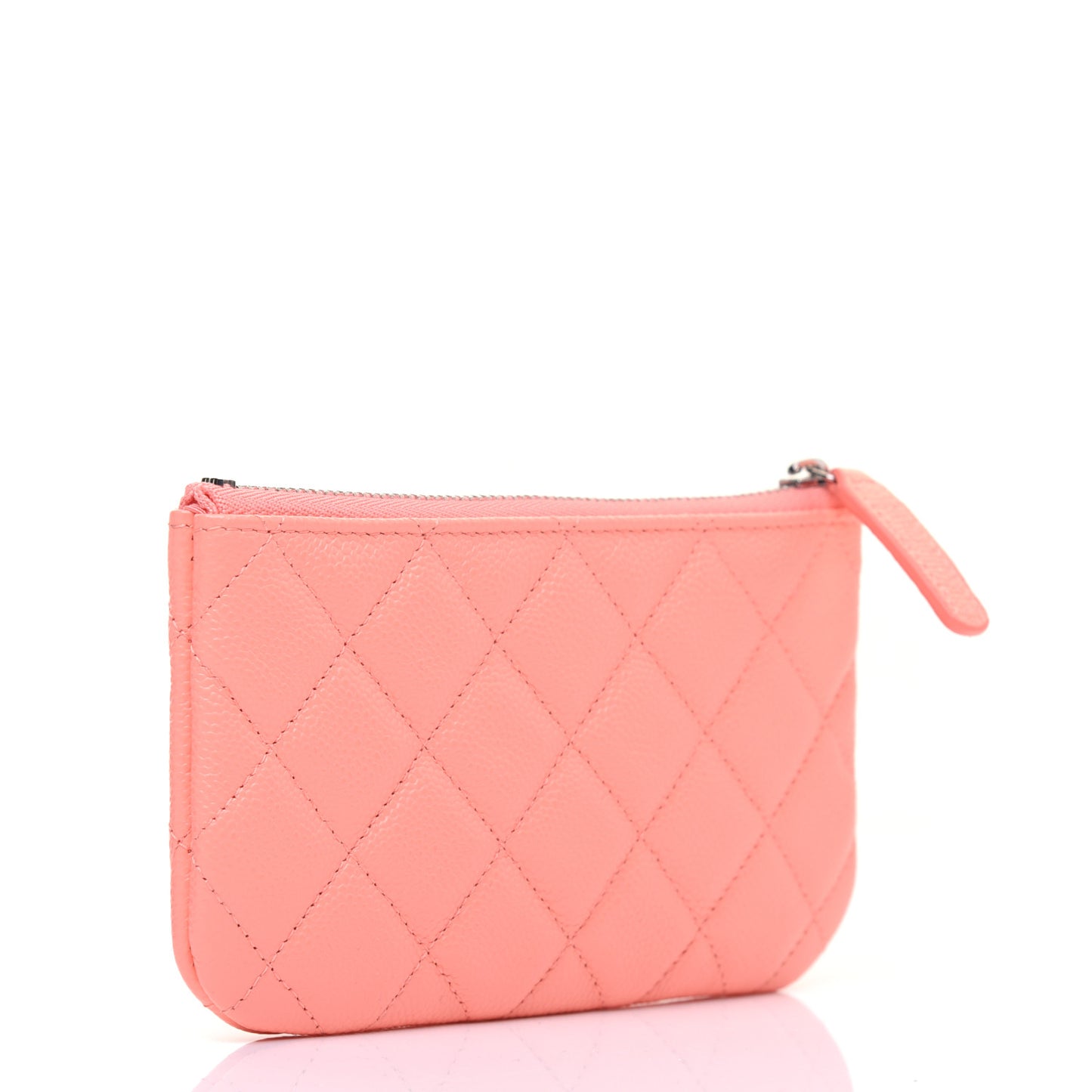 Caviar Quilted Small Cosmetic Case Coral