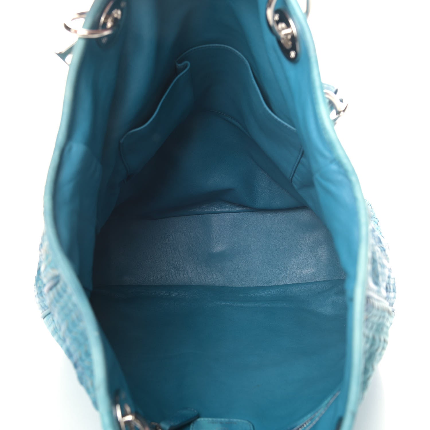 Christian Dior Calfskin Woven Dior Soft Shopping Tote Light Blue 4 of 6