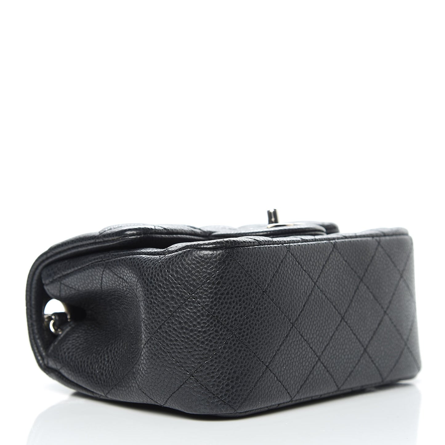 Pearly Caviar Quilted Mini Square Flap Black