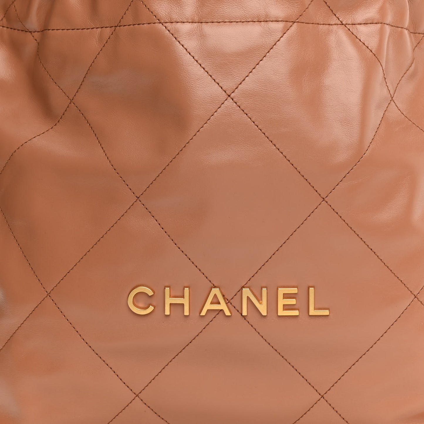 Shiny Calfskin Quilted Small Chanel 22 Camel