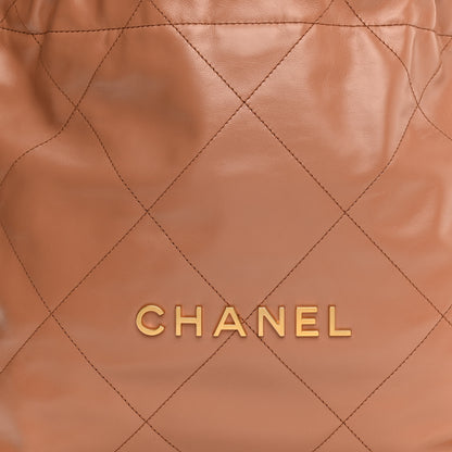 Chanel Shiny Calfskin Quilted Small Chanel 22 Camel 9 of 11