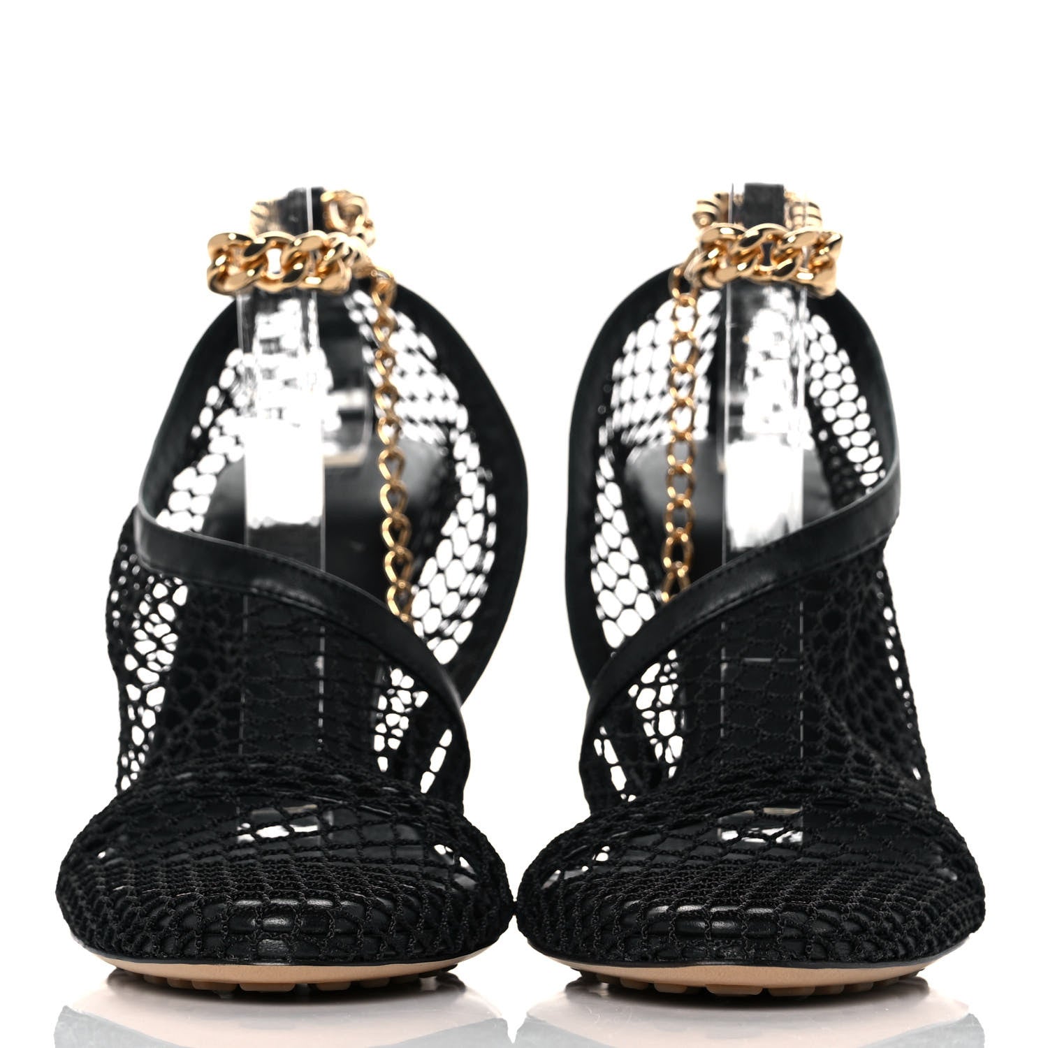 Bottega Veneta Mesh Nappa Chunky Chain Sandals 38.5 Black 2 of 8