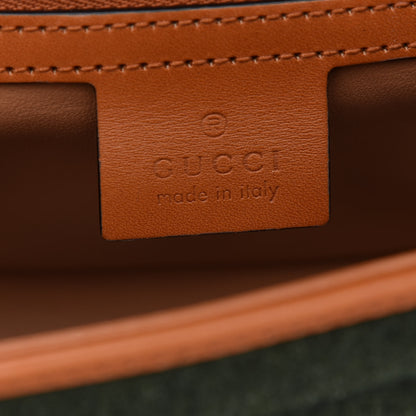 Gucci Loden Fabric Cuoio Harness Web Matelasse Horizontal Small GG Marmont Shoulder Bag Underwood Blue Red Harness Brown 6 of 9