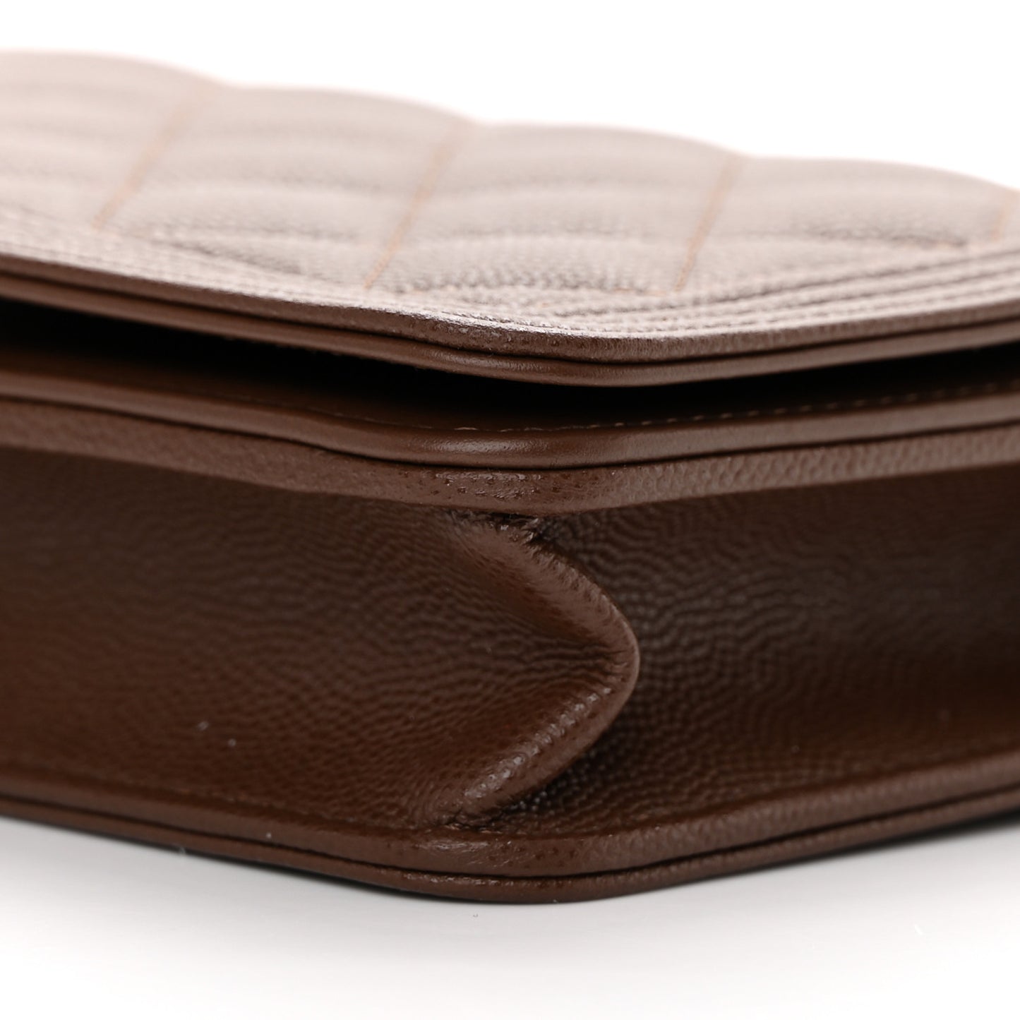 Caviar Quilted Boy Wallet On Chain WOC Dark Brown