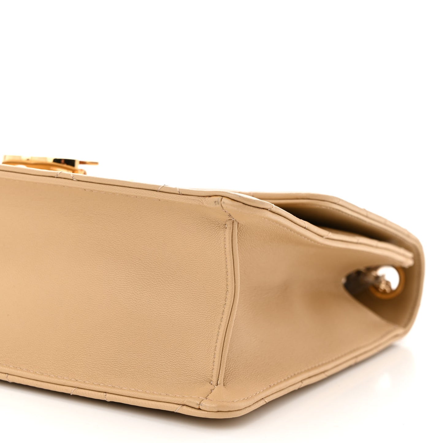 Lambskin Quilted Medium Golden Class Flap Dark Beige