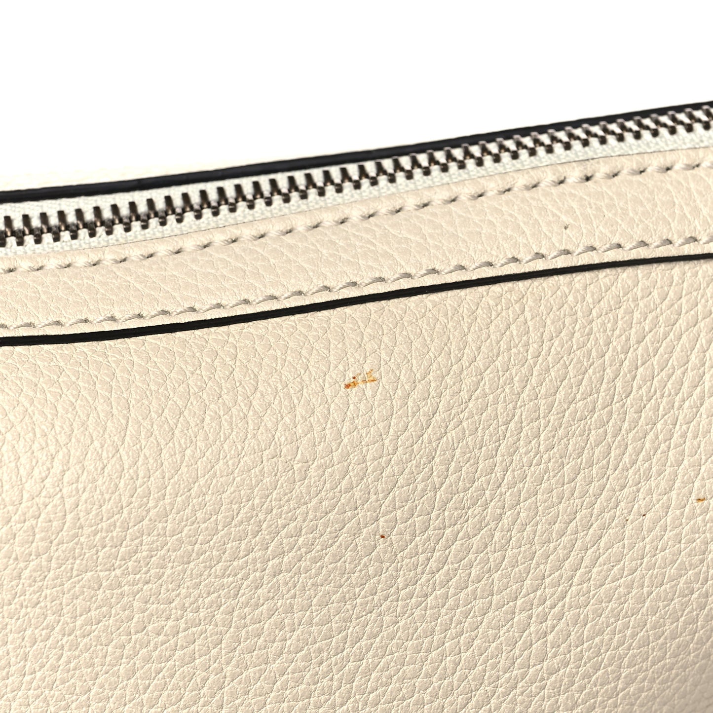 Grained Calfskin Logo Half Moon Hobo White