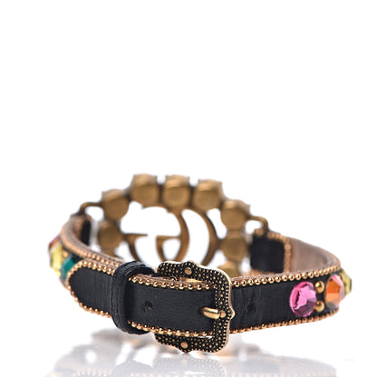 Gucci Calfskin Crystal Double G Bracelet Black Multicolor 2 of 4