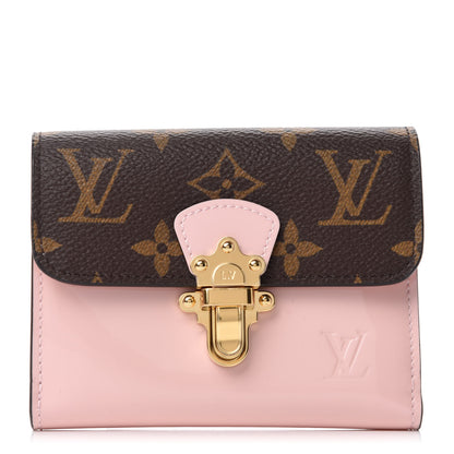 Louis Vuitton Patent Calfskin Monogram Cherrywood Compact Wallet Rose Ballerine 1 of 8