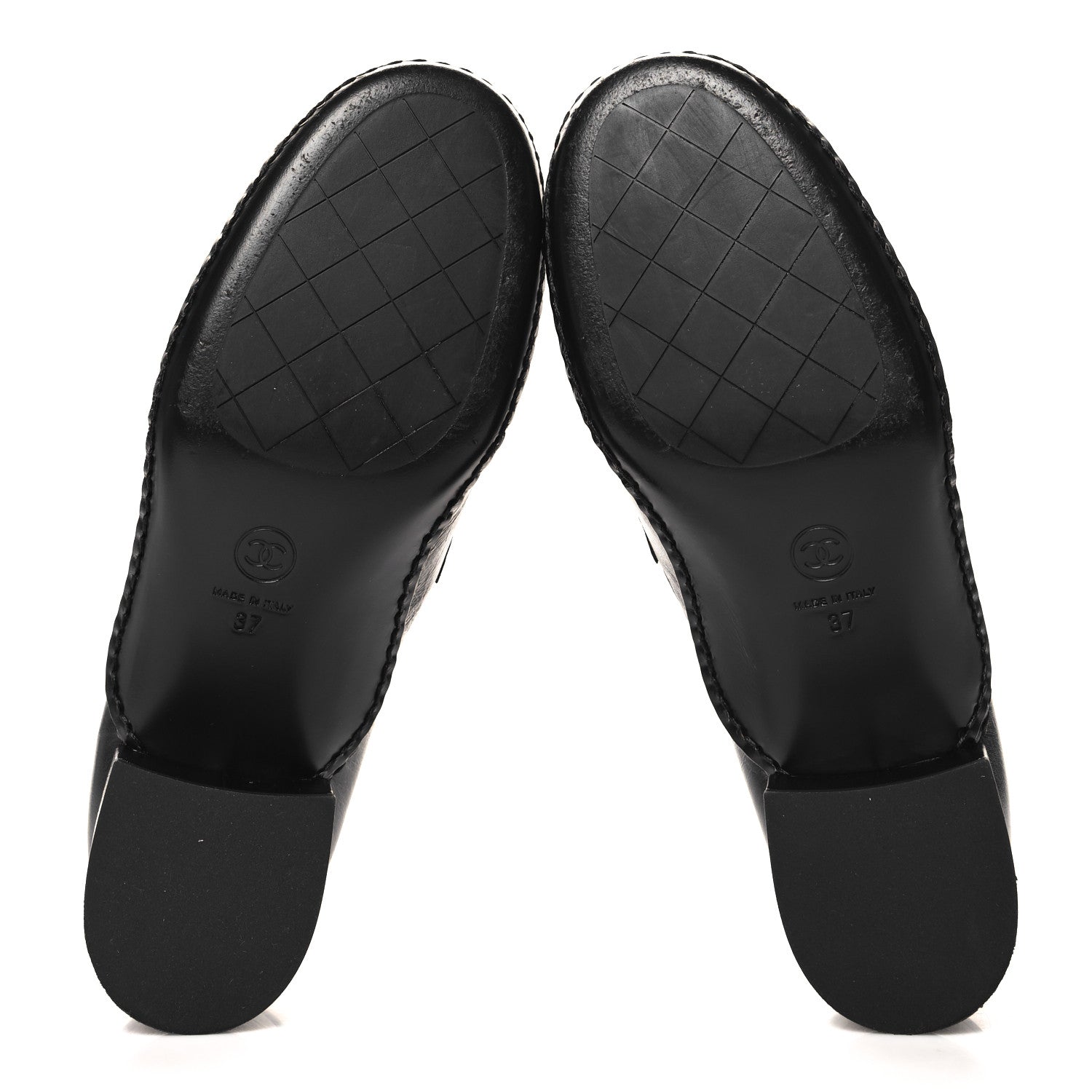 Chanel Shiny Calfskin Metal CC Loafers 37 Black 6 of 9