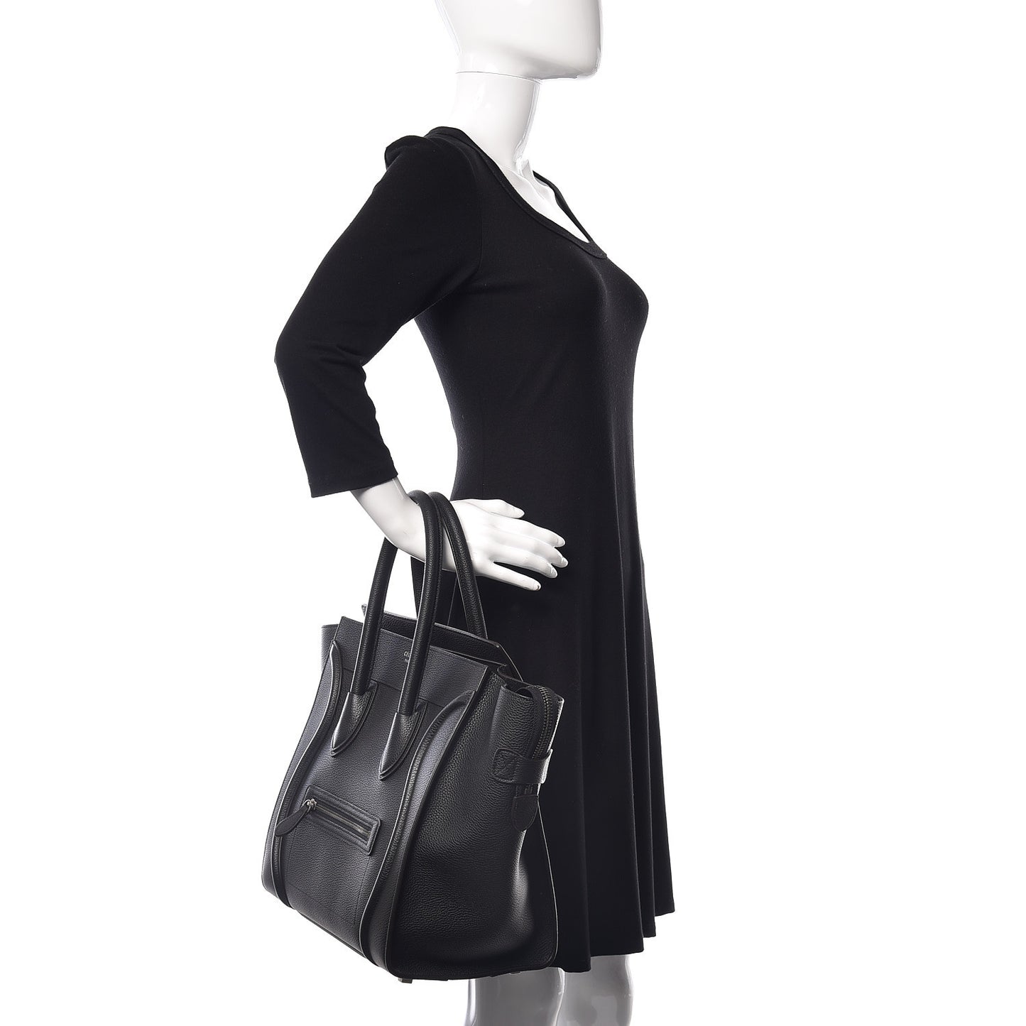 Drummed Calfskin Mini Luggage Black