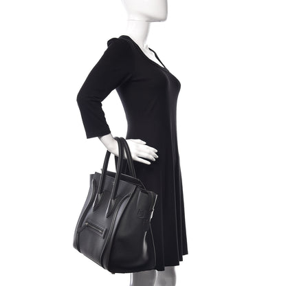 Celine Drummed Calfskin Mini Luggage Black 2 of 9