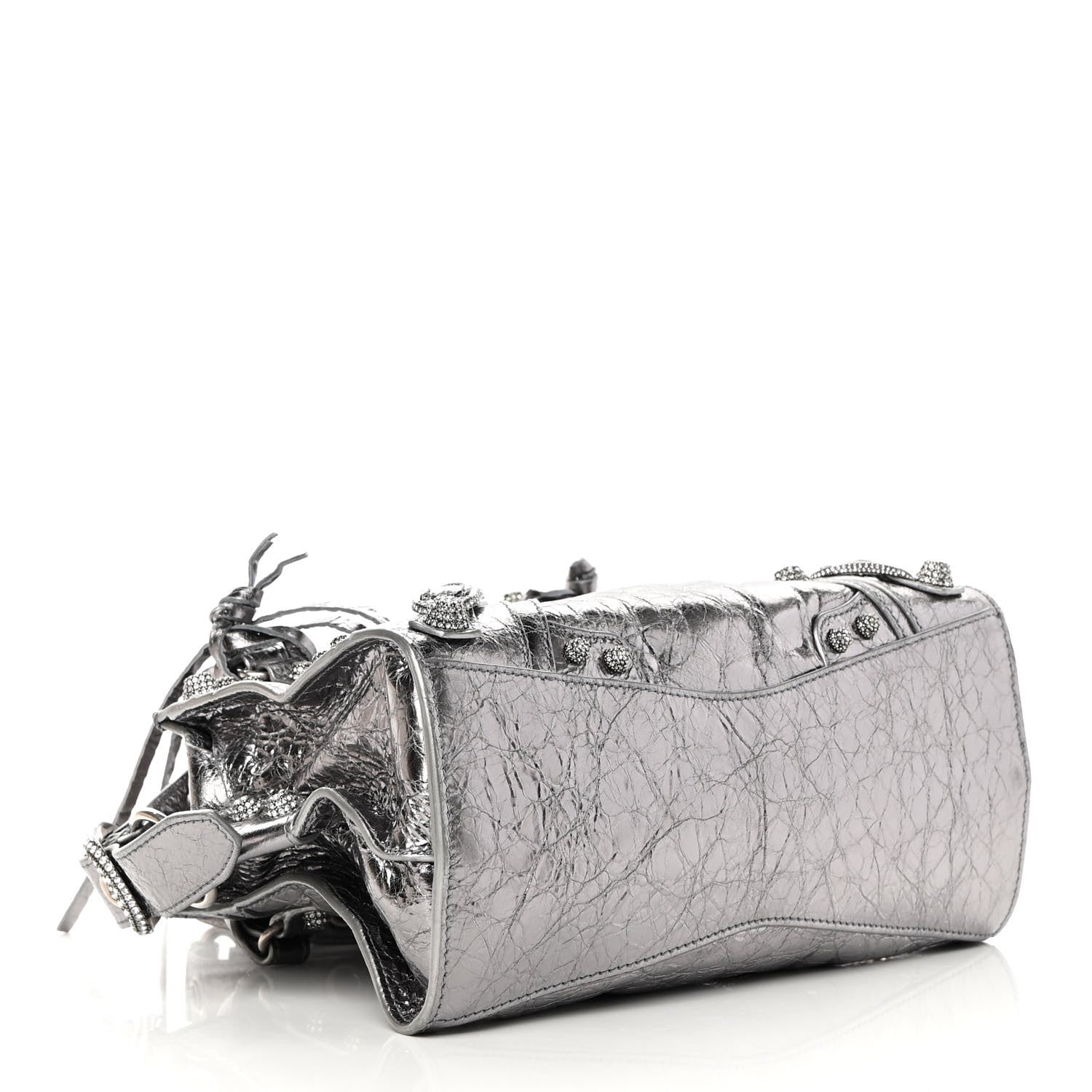 Balenciaga Agneau Arena Crystal Neo Cagole Handbag XS Silver 4 of 12