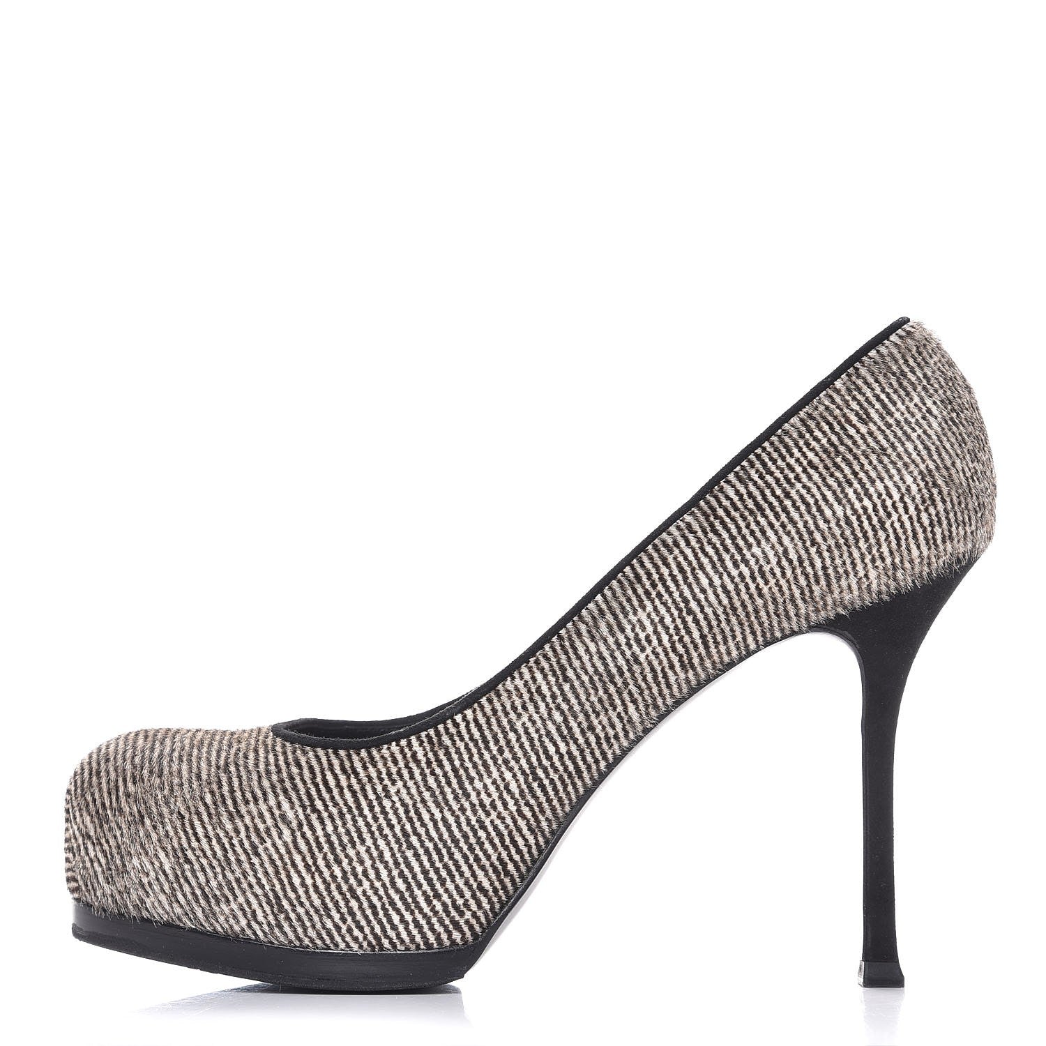 Saint Laurent Pony Hair Tribtoo 80 Pumps 39.5 Black White 1 of 10