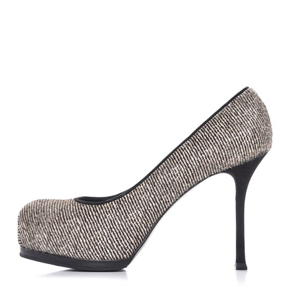 Saint Laurent Pony Hair Tribtoo 80 Pumps 39.5 Black White 1 of 10