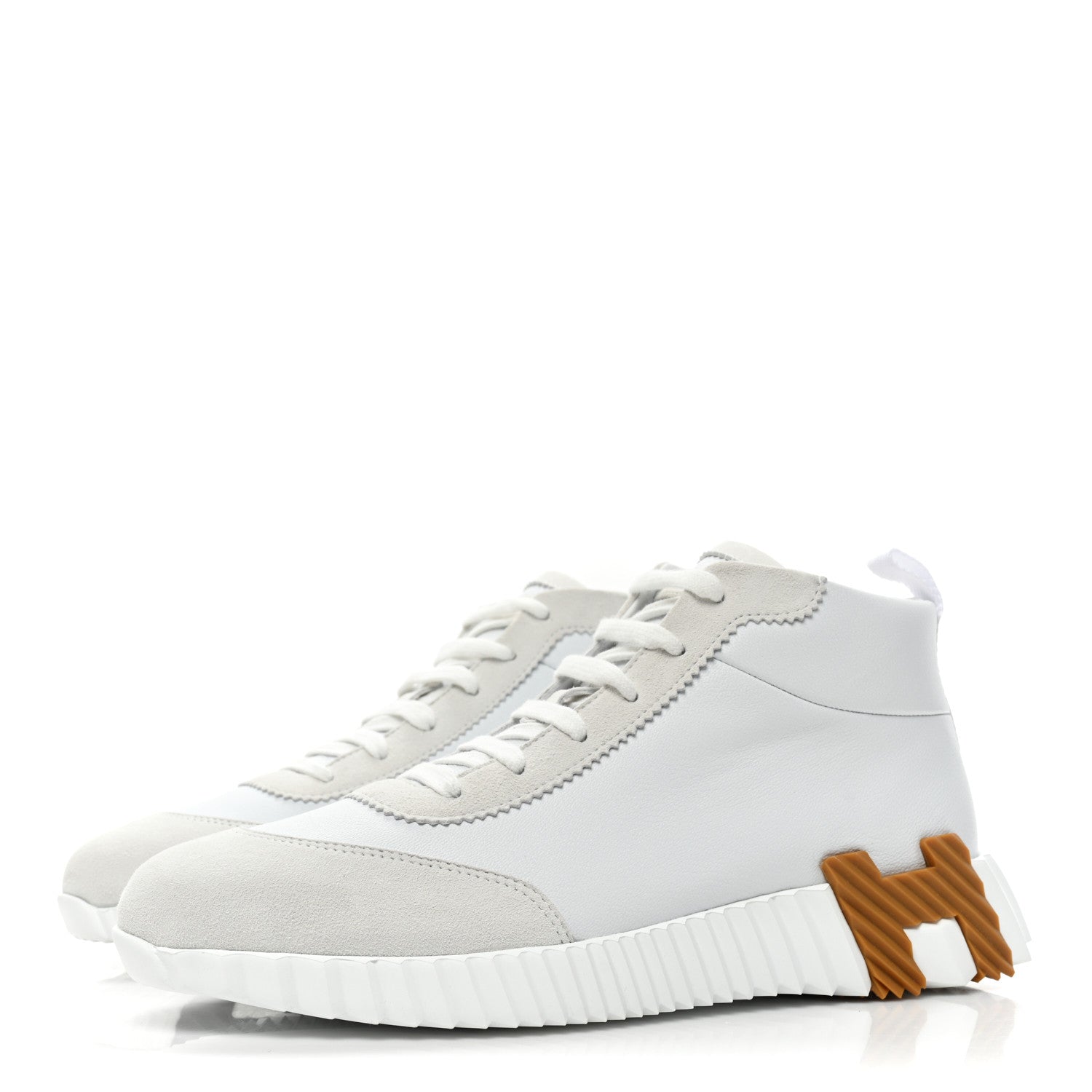 Hermes Goatskin Suede Hip-Hop High Top Sneakers 39 White 3 of 9