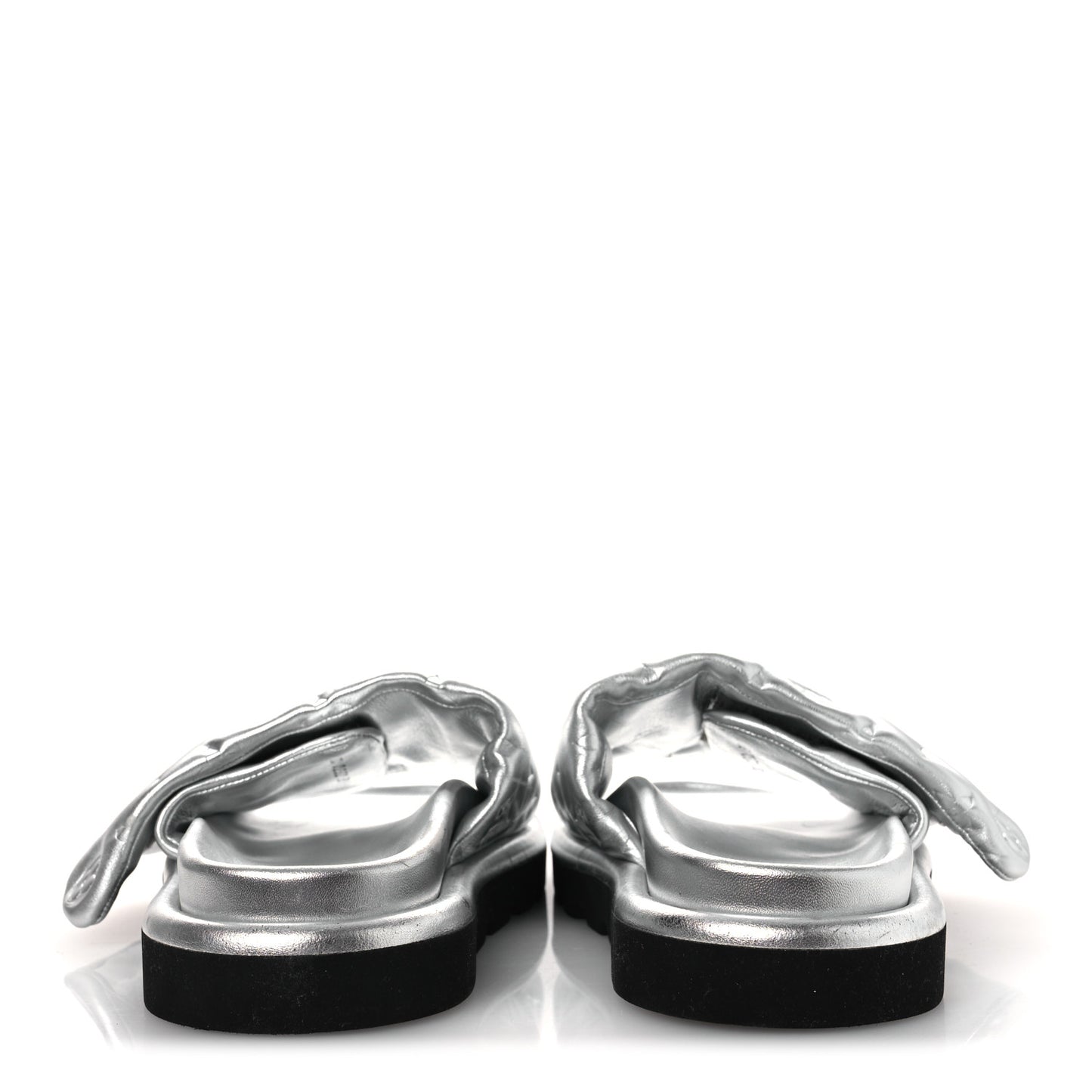 Lambskin Embossed Monogram Pool Pillow Flat Comfort Mule 39 Silver