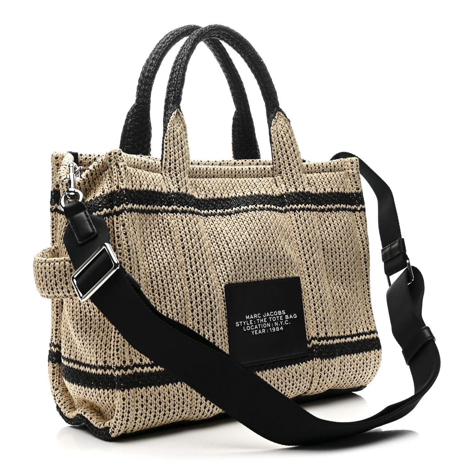 Marc Jacobs Straw Jacquard Medium The Traveler Tote Bag Natural 3 of 14