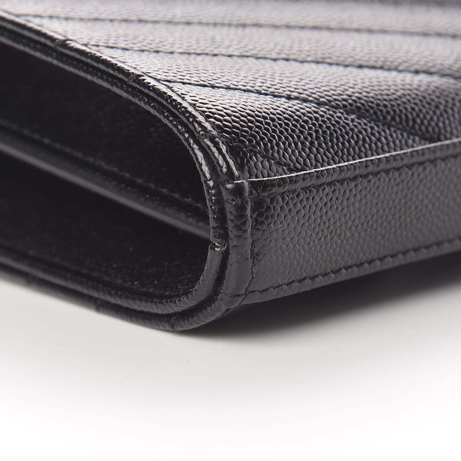 Saint Laurent Grain De Poudre Matelasse Chevron Monogram Chain Wallet Black 8 of 10