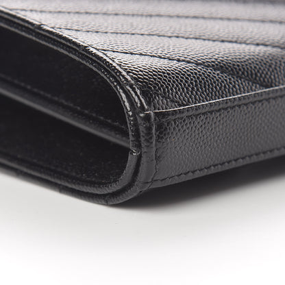 Saint Laurent Grain De Poudre Matelasse Chevron Monogram Chain Wallet Black 8 of 10