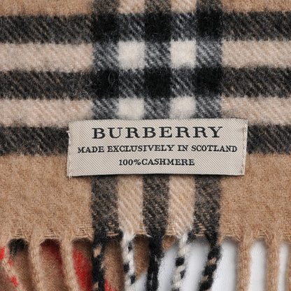 Burberry Cashmere Nova Check Fringe Scarf Camel 4 of 4