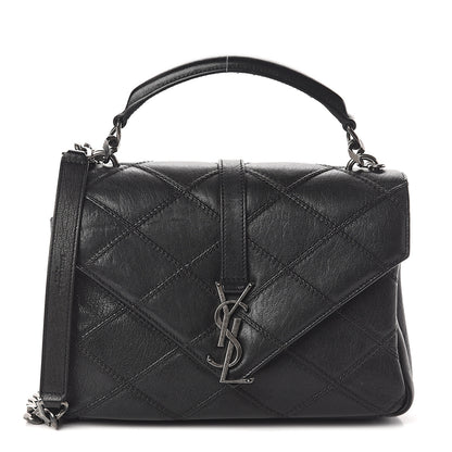 Saint Laurent Calfskin Matelasse Diamond Quilted Monogram Medium College Bag Black 1 of 8
