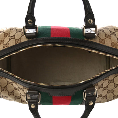 Gucci Monogram Selleria Calfskin Vintage Web Medium Boston Beige Ebony Cocoa 4 of 13