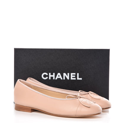 Chanel Calfskin Cap Toe CC Ballerina Flats 39 Light Pink 9 of 9