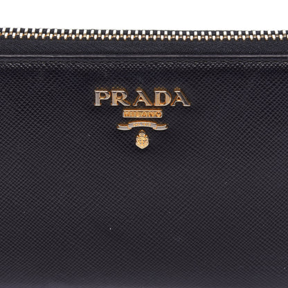 Prada Saffiano Zip Around Wallet Black 10 of 10