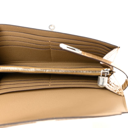 Hermes Shiny Alligator Kelly Longue Wallet Beige Sable 5 of 8
