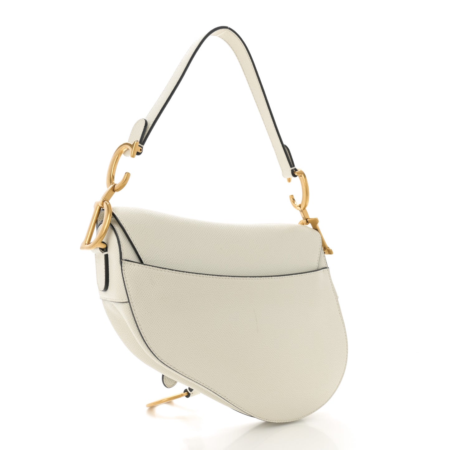 Grained Calfskin Saddle Bag White