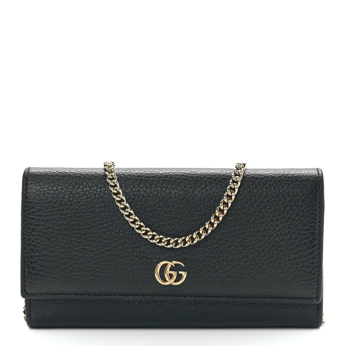 Calfskin Petite GG Marmont Wallet Chain Bag Black