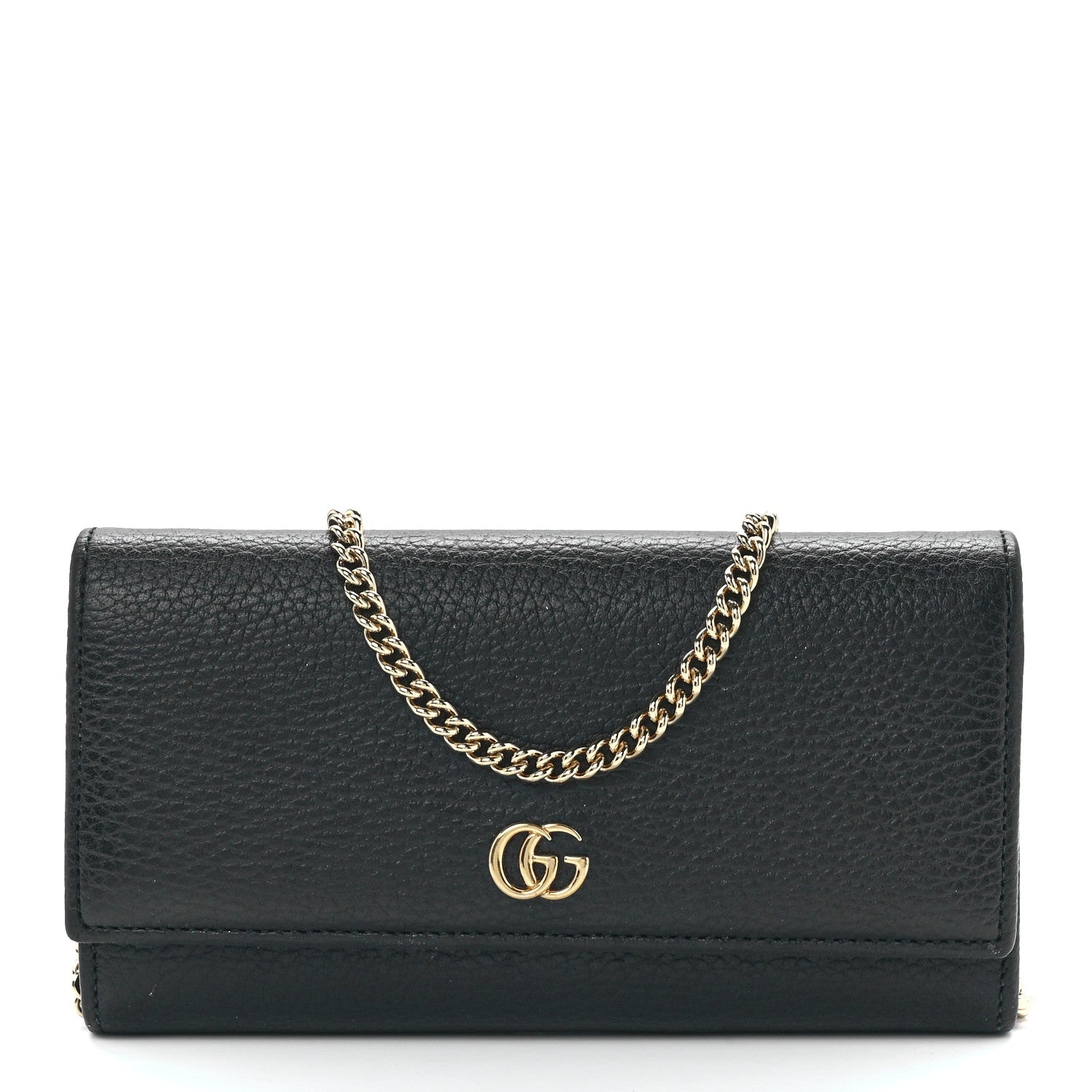 Gucci Calfskin Petite GG Marmont Wallet Chain Bag Black 1 of 12