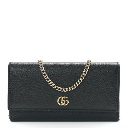 Gucci Calfskin Petite GG Marmont Wallet Chain Bag Black 1 of 12