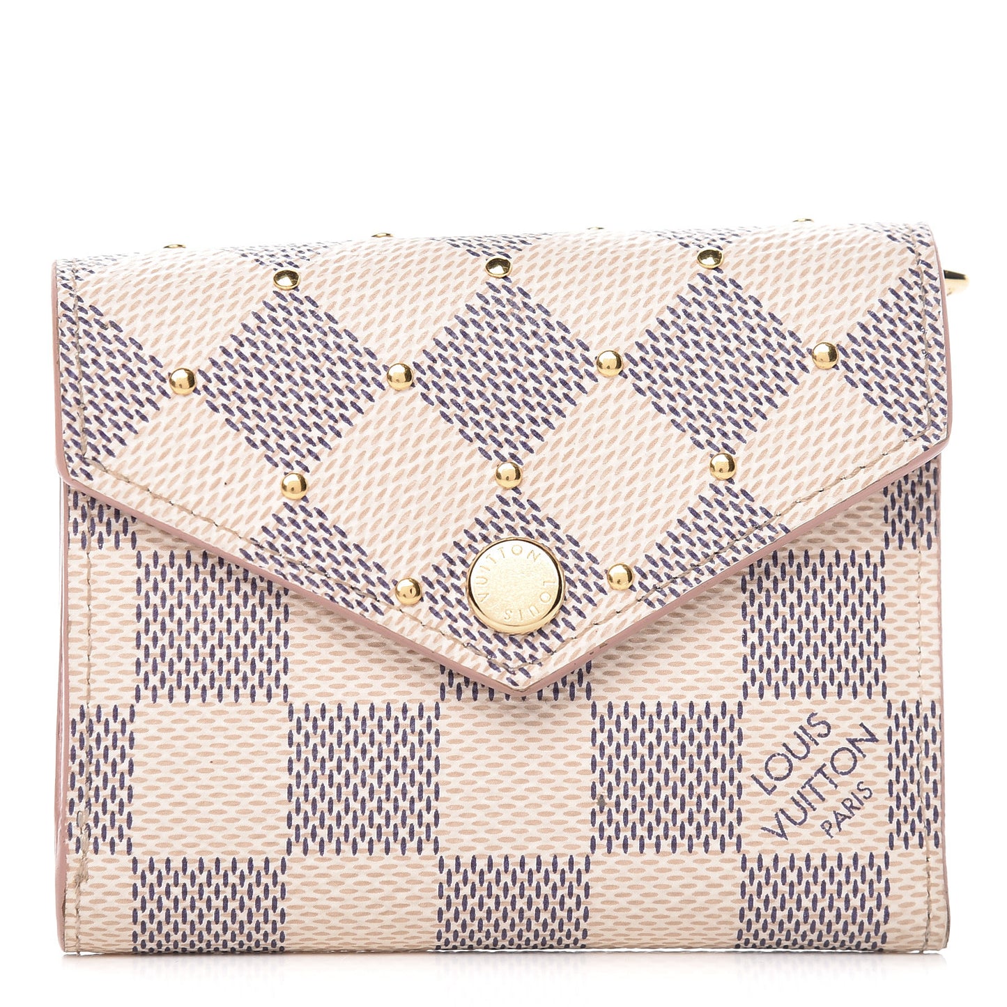 Damier Azur Studded Zoe Wallet Rose Ballerine