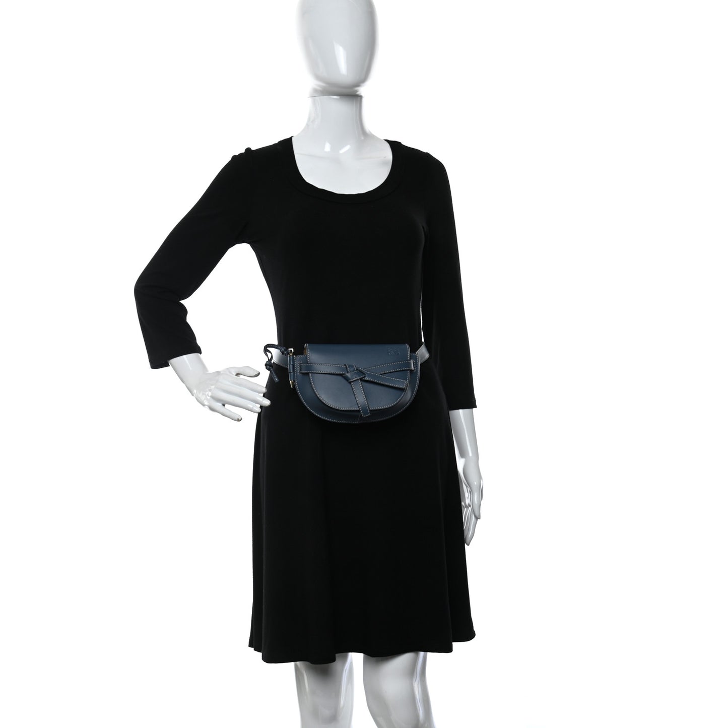 Calfskin Mini Gate Belt Bag Steel Blue