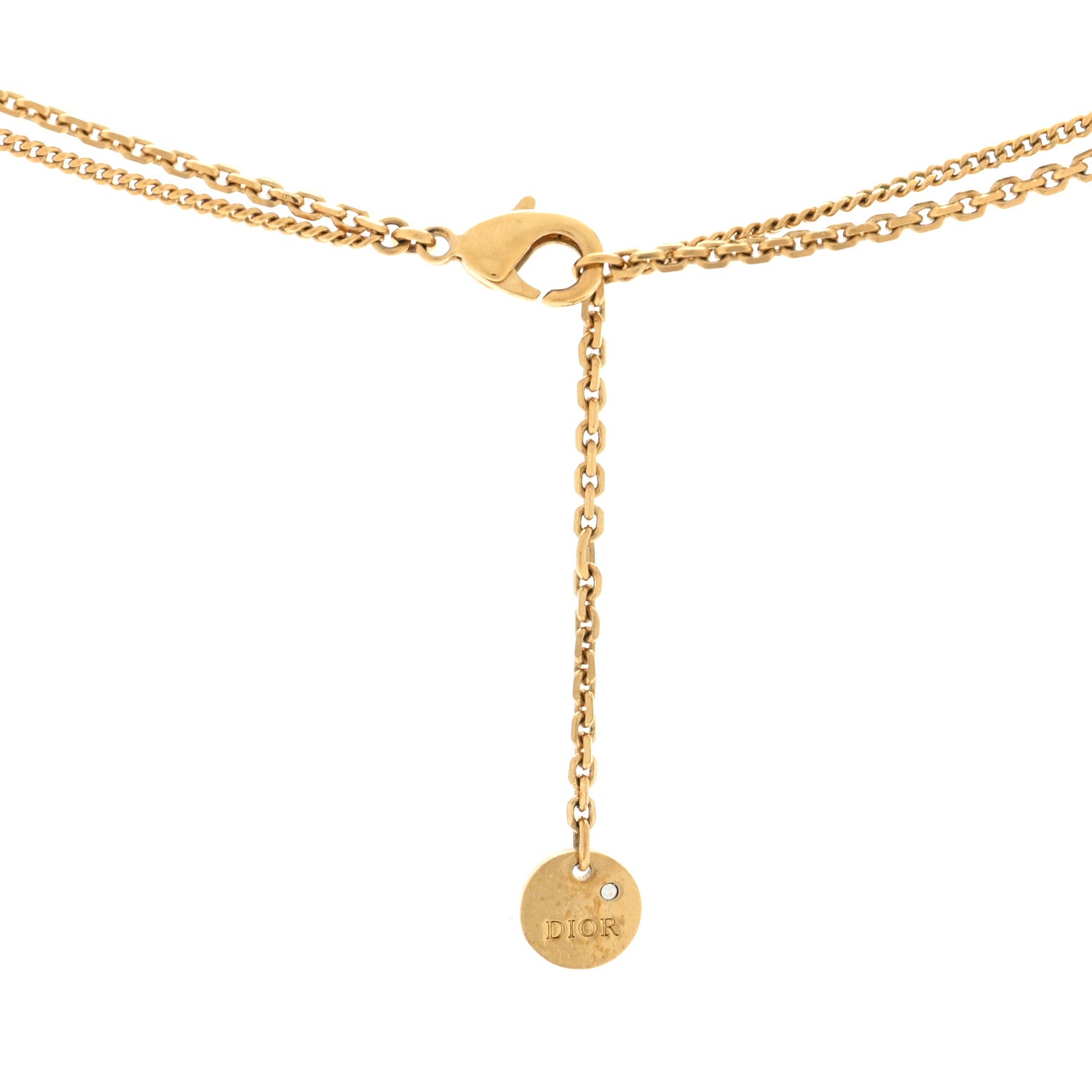Christian Dior Metal Crystal Petit CD Double Necklace Gold 4 of 4