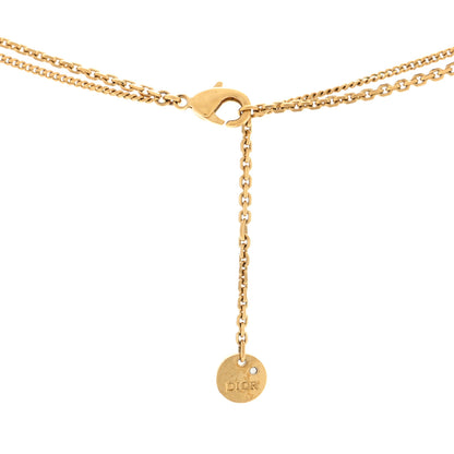 Christian Dior Metal Crystal Petit CD Double Necklace Gold 4 of 4