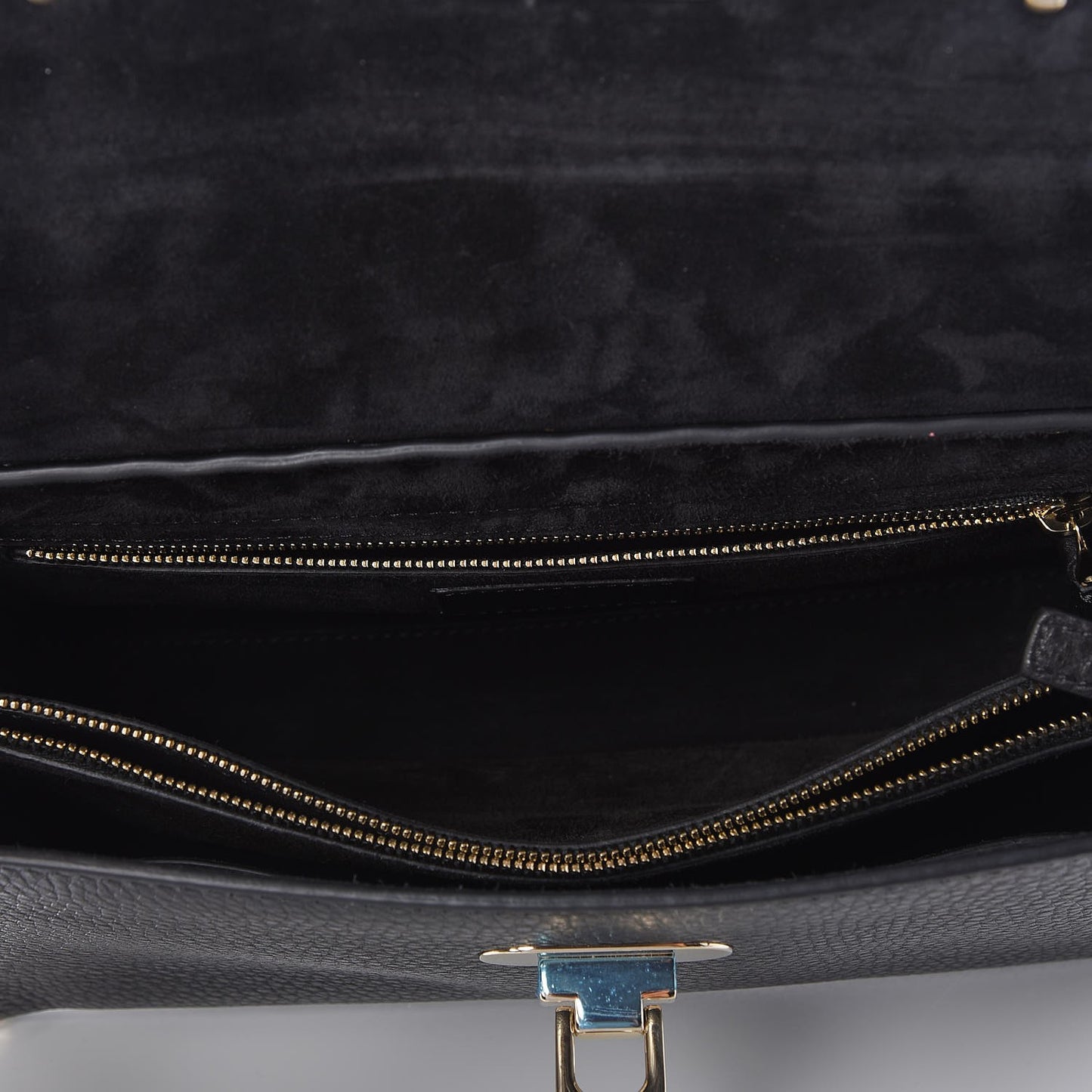 Pebbled Calfskin Small Rockstud Single Handle Flap Bag Black