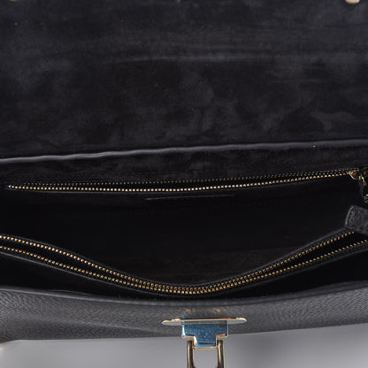 Valentino Garavani Pebbled Calfskin Small Rockstud Single Handle Flap Bag Black 5 of 6