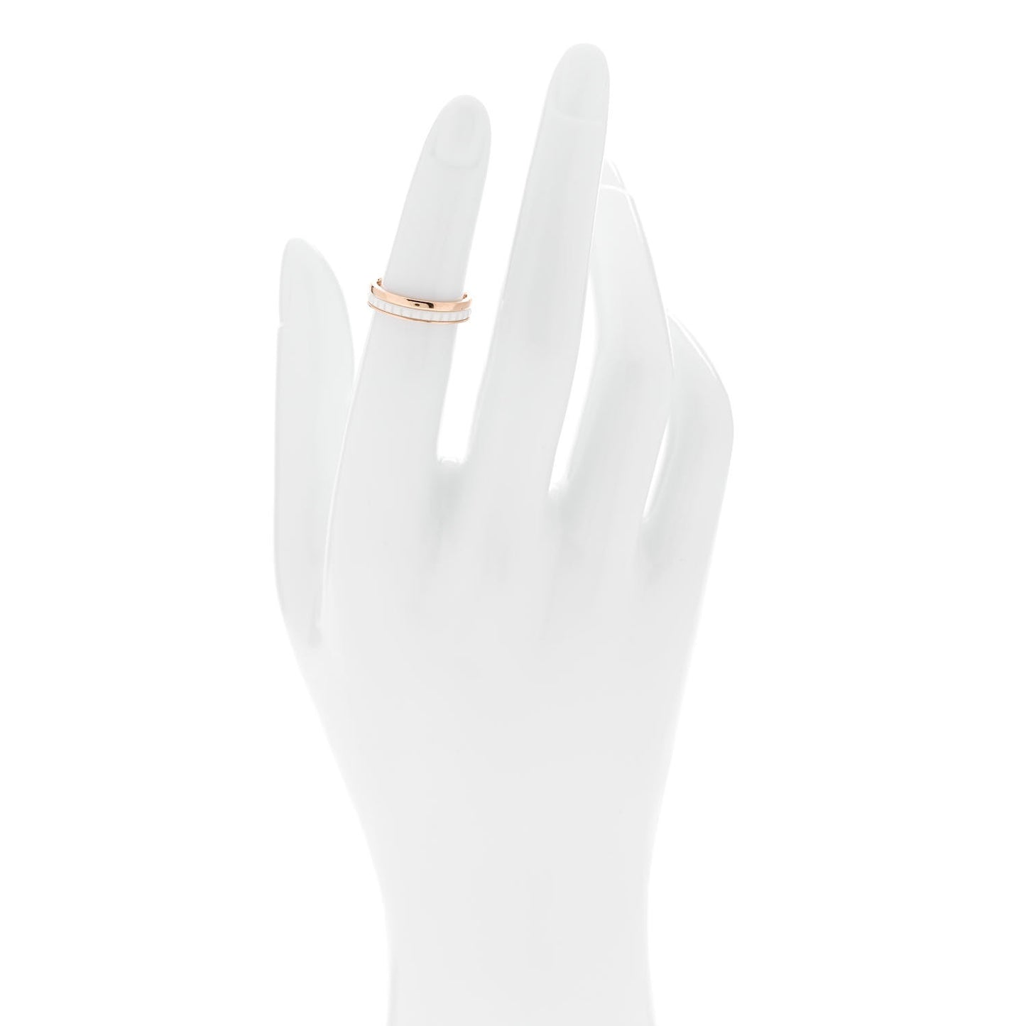 18K Pink Gold Ceramic Quatre White Edition Wedding Band Ring 47 4.25 59/8.75