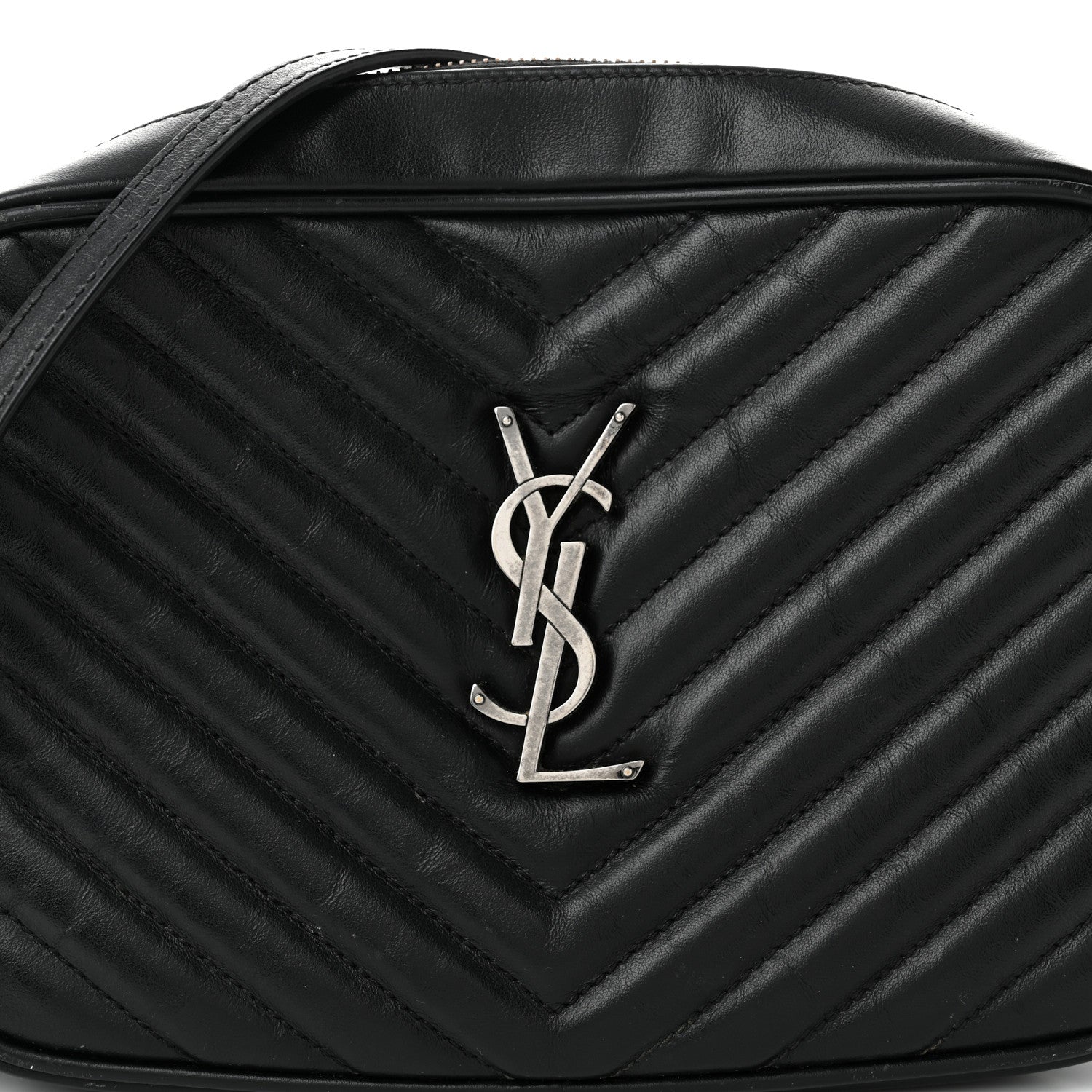 Saint Laurent Calfskin Matelasse Monogram Lou Camera Bag Black 8 of 12