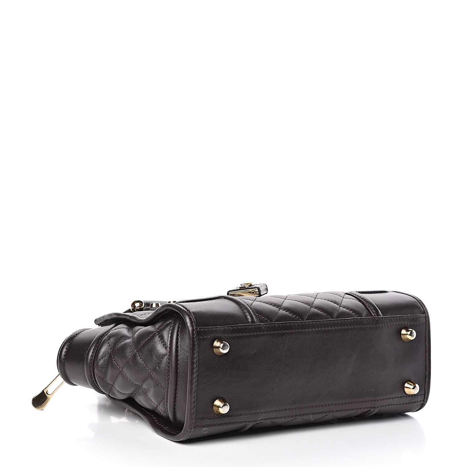Burberry Calfskin Quilted Manor Tote Dark Brown 4 of 14