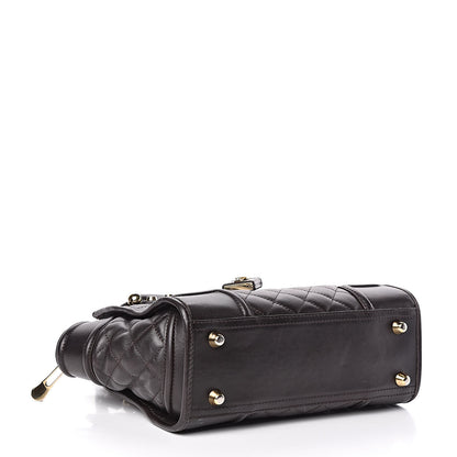 Burberry Calfskin Quilted Manor Tote Dark Brown 4 of 14