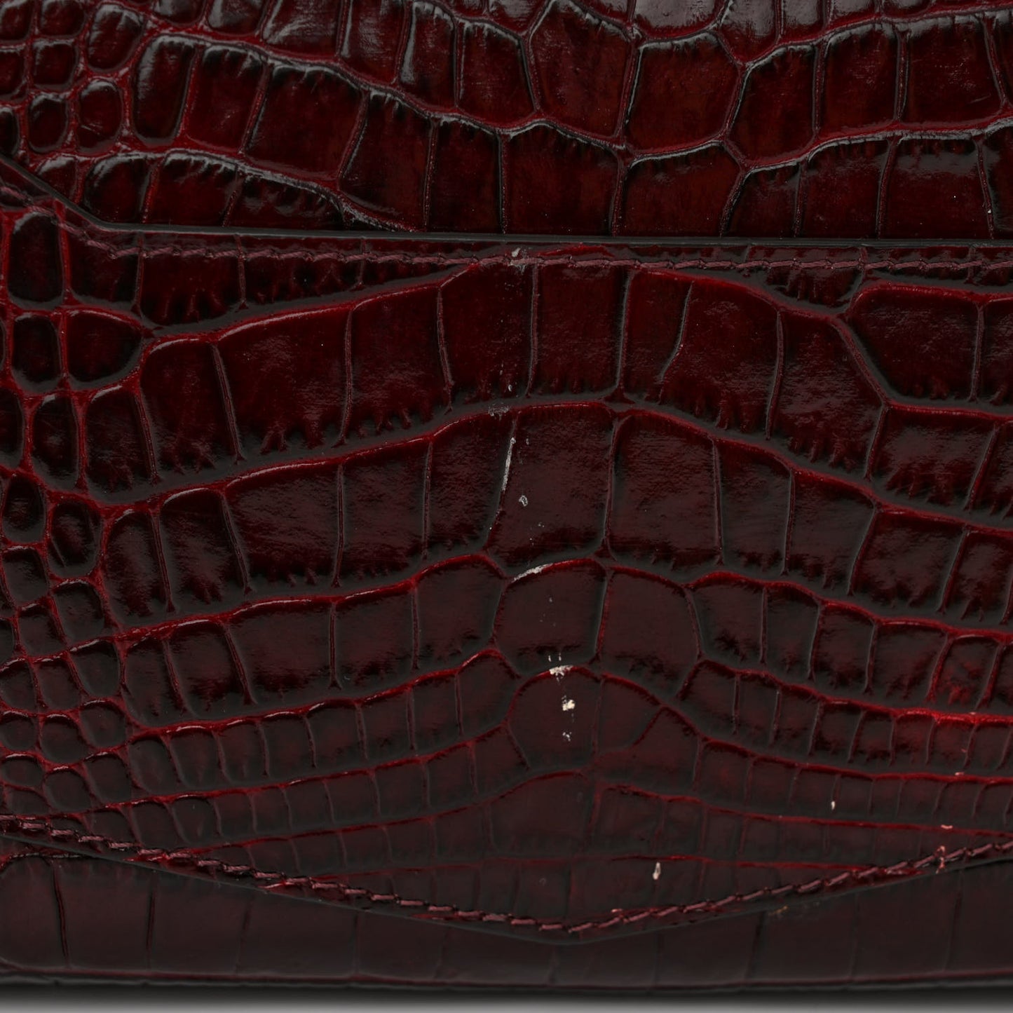 Calfskin Crocodile Embossed Eden Mini Top Handle Burgundy