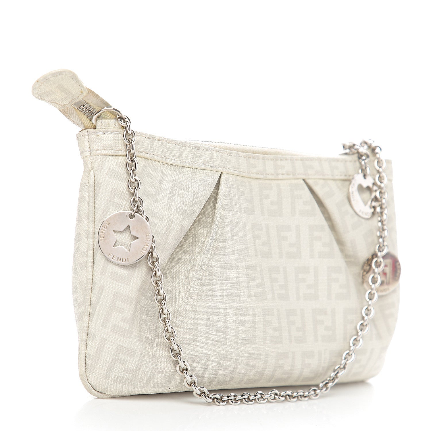Fendi Zucchino Spalmati Forever Pochette White 2 of 11