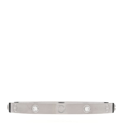 Cartier 18K White Gold 4 Diamond Love Bracelet 17 2 of 5