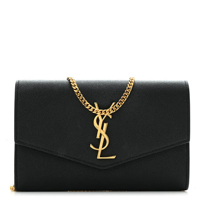 Saint Laurent Grain de Poudre Uptown Chain Wallet Black 1 of 10