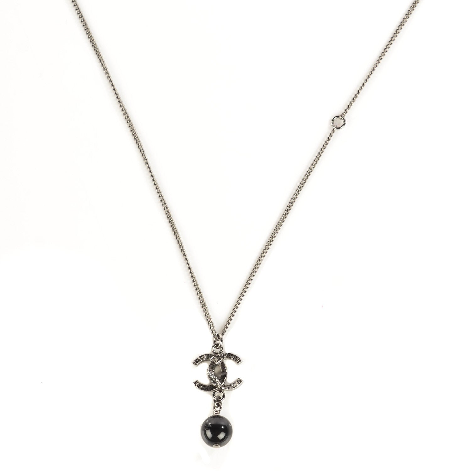 Chanel CC Bead Drop Necklace Black 3 of 5
