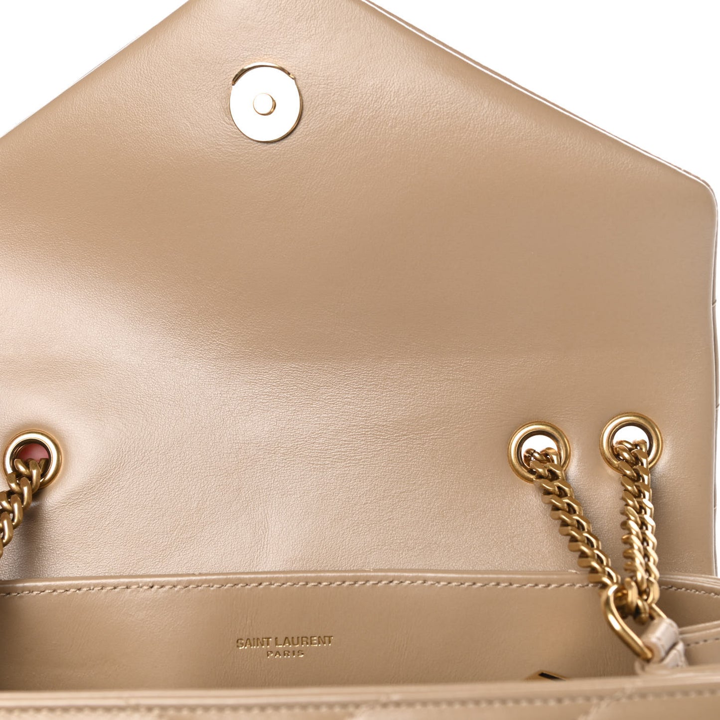 Calfskin Y Quilted Monogram Small Loulou Chain Satchel Dark Beige